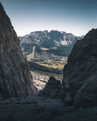 Scenic view of rocky mountains against sky