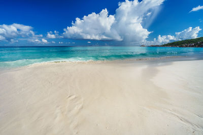 Scenic view of beach against sky