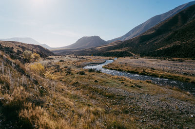 Scenic view of mountains against sky