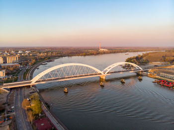 High angle view of bridge over river in city