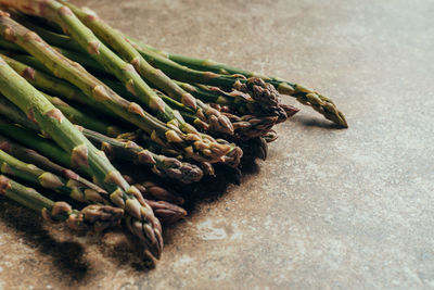 High angle view of vegetables on table