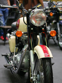 Close-up of bicycle on street