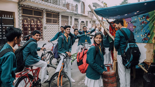 People on street in city