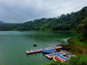 Scenic view of lake against sky