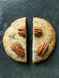 High angle view of cookies