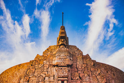 Low angle view of temple building against sky