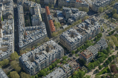 High angle view of buildings in city