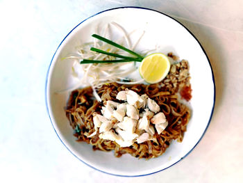 High angle view of food in bowl on table