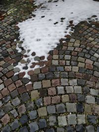High angle view of snow