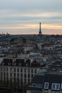 View of cityscape at sunset