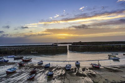 Scenic view of sea during sunset