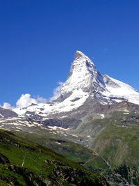 Matterhorn zermatt land lmark mountain peak in green city zero carbon of switzerland