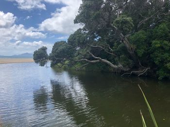 Scenic view of lake against sky