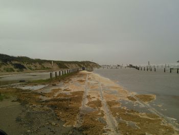 View of pier on sea