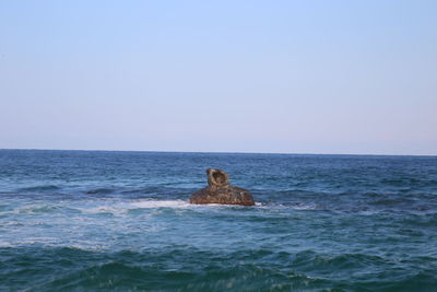 Scenic view of sea against clear sky