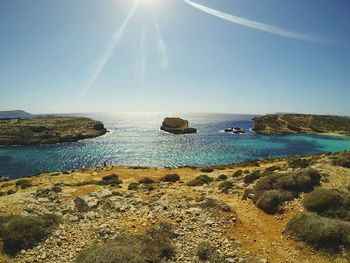 Scenic view of beach against clear sky