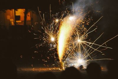 Firework display at night