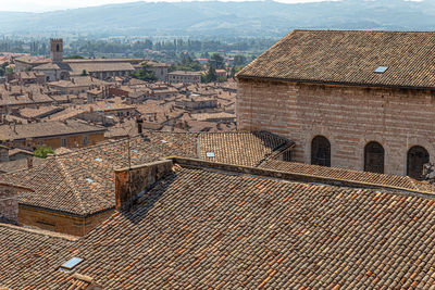 View of the roofs of the ancient houses of gubbio italy