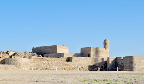 Buildings against clear blue sky