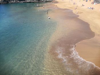 High angle view of surf on beach