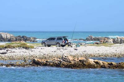 Scenic view of sea against clear sky