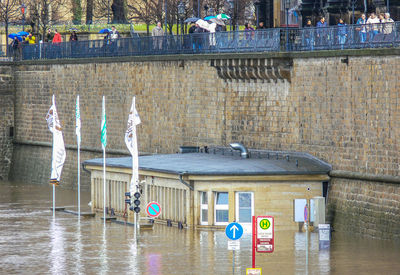 Deck chairs against water