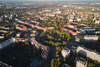 Residential building in european city, aerial view. wroclaw, poland