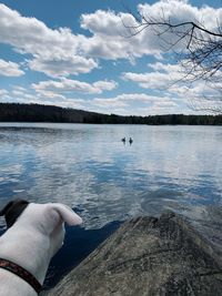 Scenic view of lake against sky