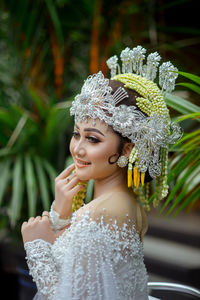 Potret javanese traditional bride. indonesian bride.