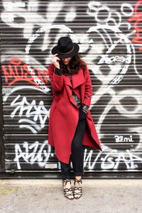 Woman with red umbrella