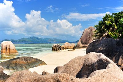 Scenic view of sea against cloudy sky