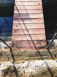 High angle view of shadow on wall