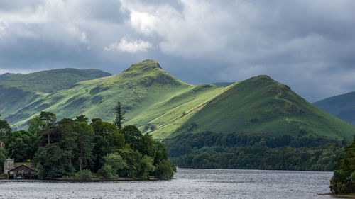 Scenic view of landscape against cloudy sky