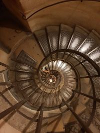 Directly below shot of spiral staircase in building