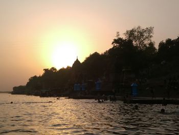 Scenic view of sea at sunset