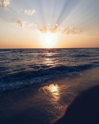 Scenic view of sea during sunset