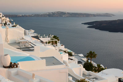 High angle view of sea against sky