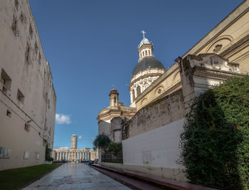 Low angle view of historic building against clear sky