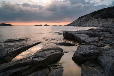 Scenic view of sea against sky during sunset