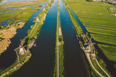 High angle view of city street