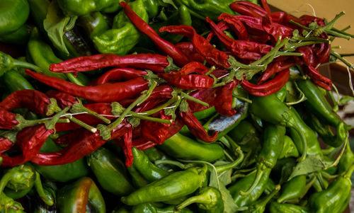 Close-up of red chili peppers