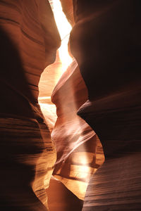 Rays of sunlight coming into tourist antelope canyon in the usa