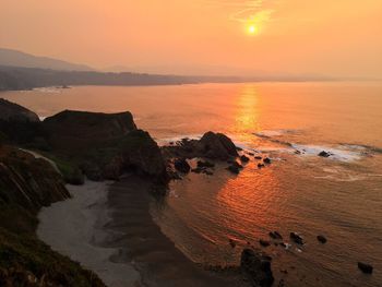 Scenic view of sea against sky during sunset