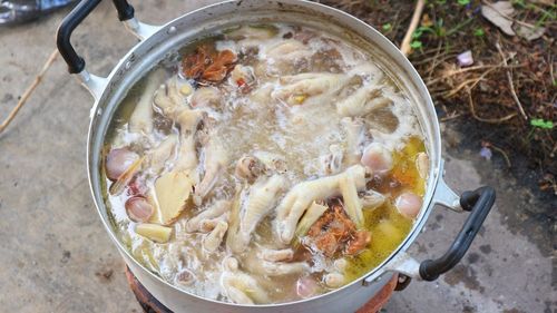 High angle view of noodles in bowl