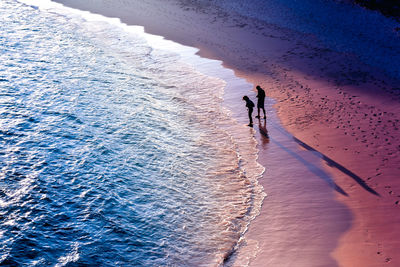 High angle view of people on beach