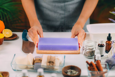 Soap making process.