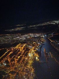 Aerial view of illuminated cityscape