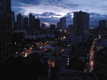 View of city street at night