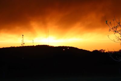 Scenic view of silhouette landscape against sky during sunset