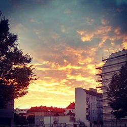 Buildings at sunset